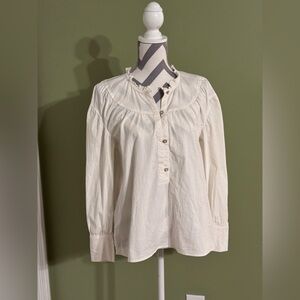 Spartina 449 Elsie poplin ruffle blouse cream